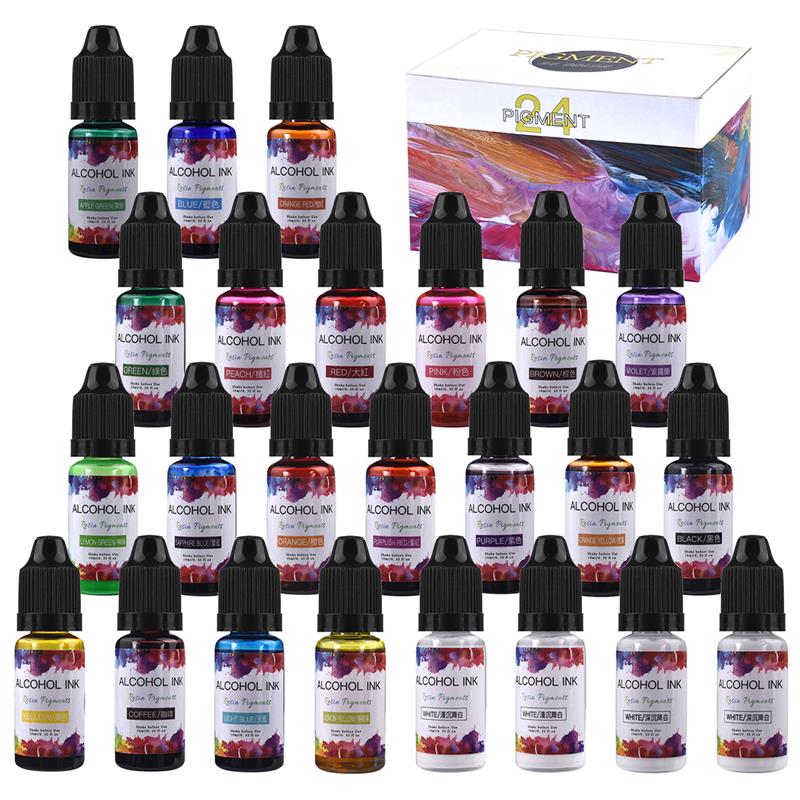 Resin Pigment Set - エポキシ樹脂,24色/バッチ,10ml,アート,液体,注入,冷凍,職人技