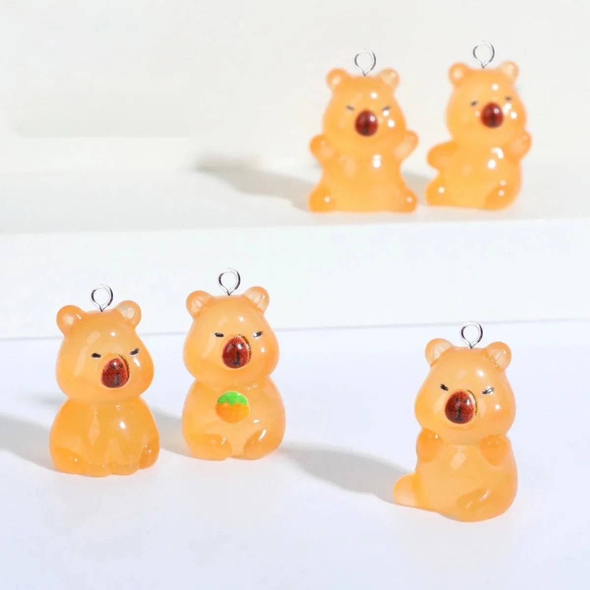 Resin Craft Supplies - 10個入り カワイイ フラットバック フローティング レジンチャーム 暗闇で光る