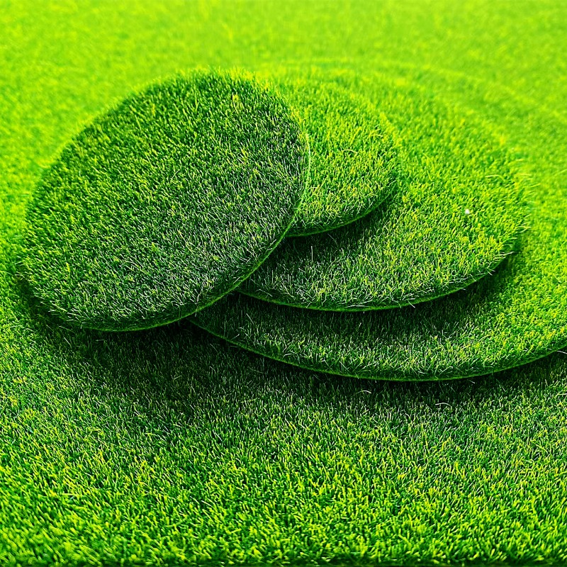 Terrarium Moss Art - 5/10 個ラウンド人工苔フェイクグラス植毛芝生シミュレーション苔マット DIY 多肉植物盆栽マイクロ風景装飾
