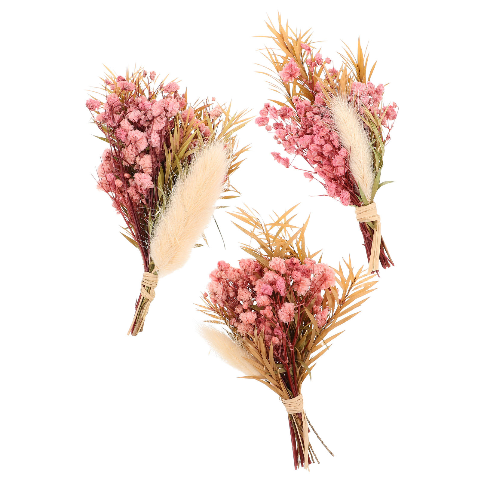 Dried Flower Bulk - 3 個ミニドライフラワーブーケナチュラル小さなドライフラワーアレンジメント花瓶装飾コンパクトホームデコレーションドライフラワーセット