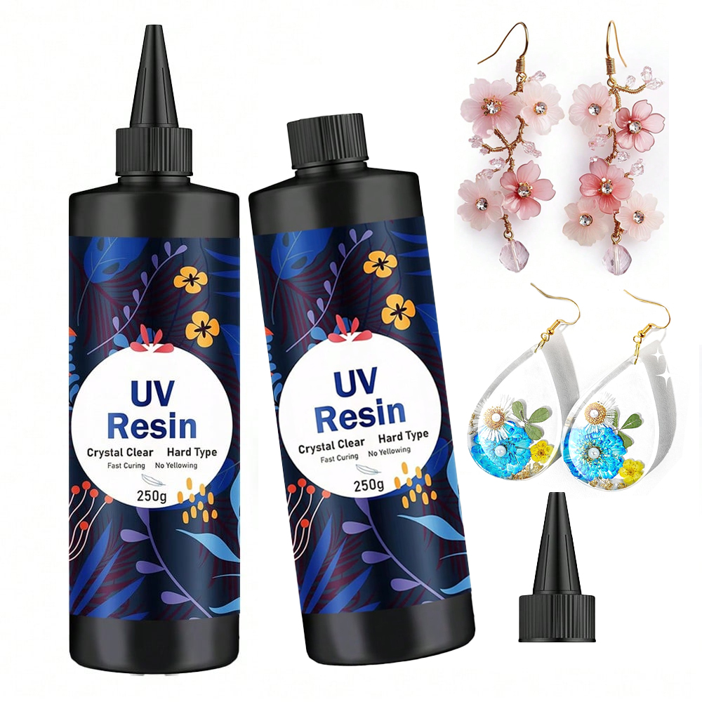 Resin Jewelry Kit - 250g/500g UVレジンクリアハードグルー、太陽光硬化透明レジンキット、ジュエリーアクセサリーDIY用