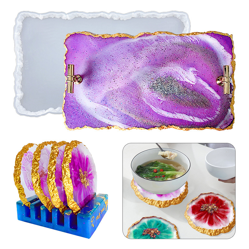 Resin Craft Ideas - DM413 Drusy コースター樹脂モールドジオードエポキシカップマットフルーツトレイシリコン工芸品 DIY ホームデコレーション鋳造