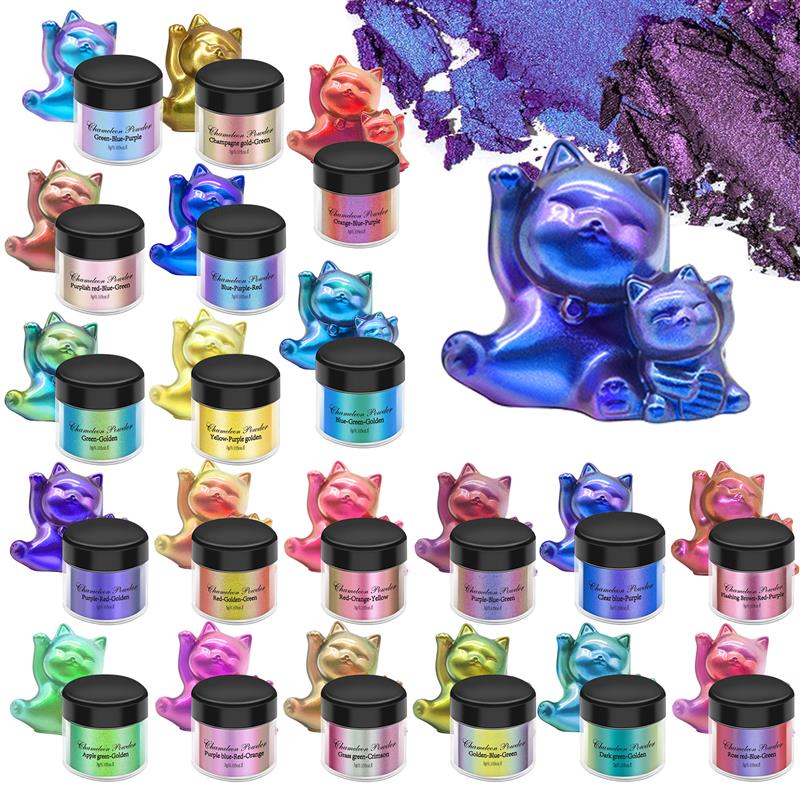 Resin Pigment Set - 魔法の色あせた真珠のパウダー,カメレオン,レジン,エポキシ,ジュエリー作りのためのクリスタルモールド,3g