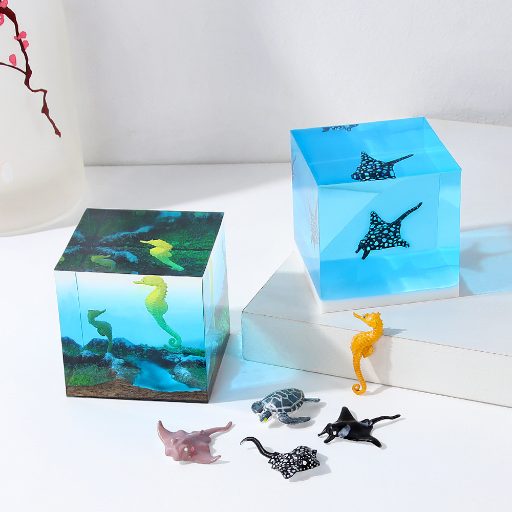 Resin Craft Material - 3DクラフトDIYミニ装飾海の動物アクションフィギュアおもちゃ樹脂充填モデルエポキシクリスタル素材ミニチュア風景アクセサリー