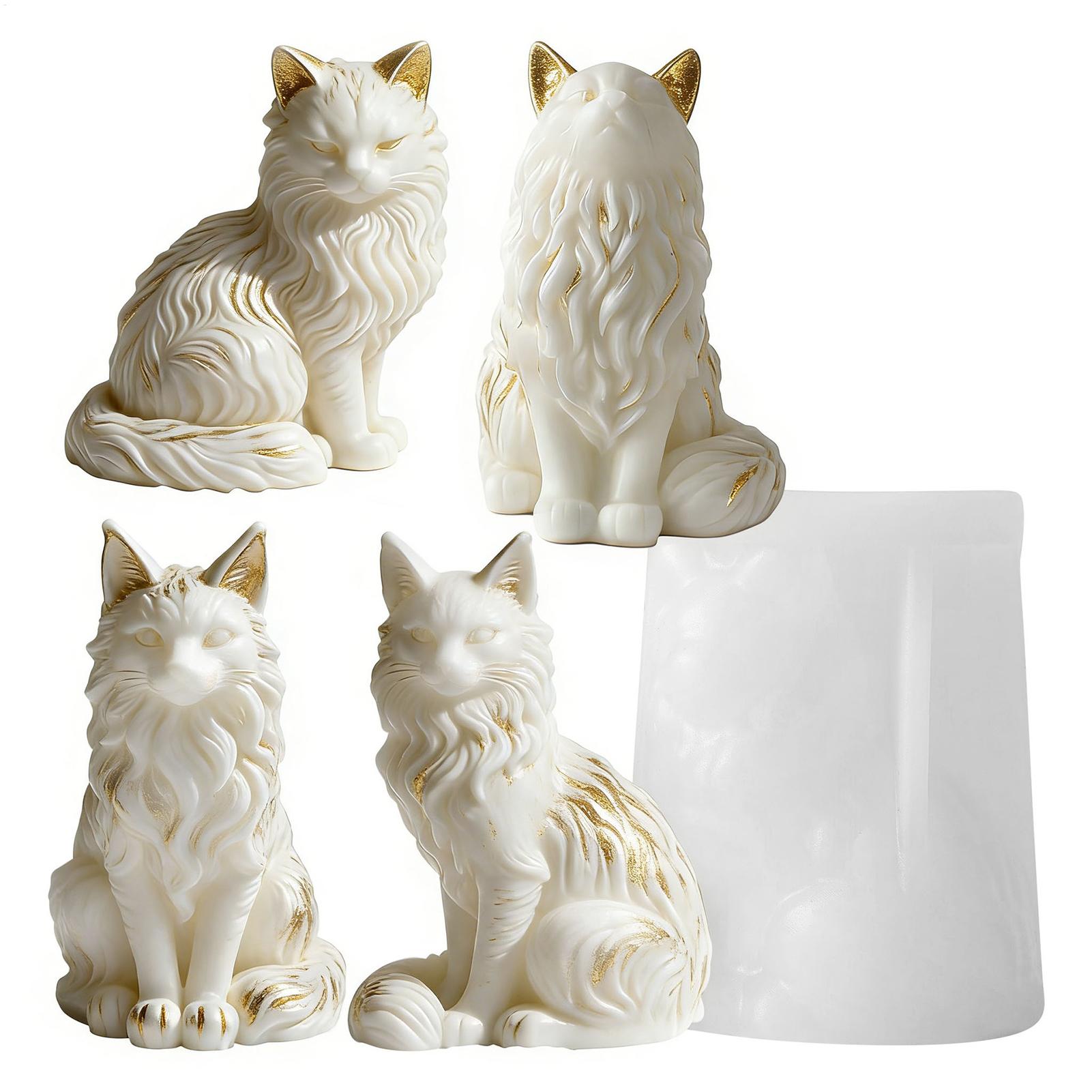 Resin Craft Workshop - 猫の樹脂型 | 座っている猫の形をしたコンクリート装飾工芸品 | レジン石鹸型 |