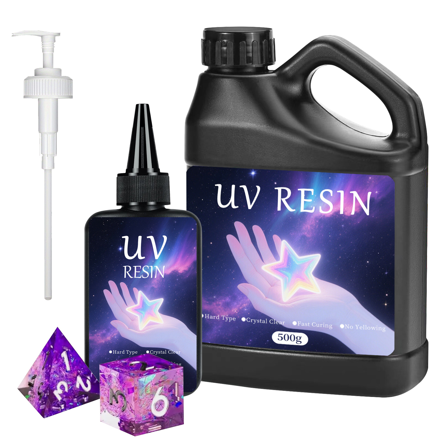 Epoxy Uv Resin Kit - UVレジンキット（鋳造ツール付き） - 超透明、硬質、低臭、プレミックスUVエポキシ、初心者向けジュエリー製作のための速硬化