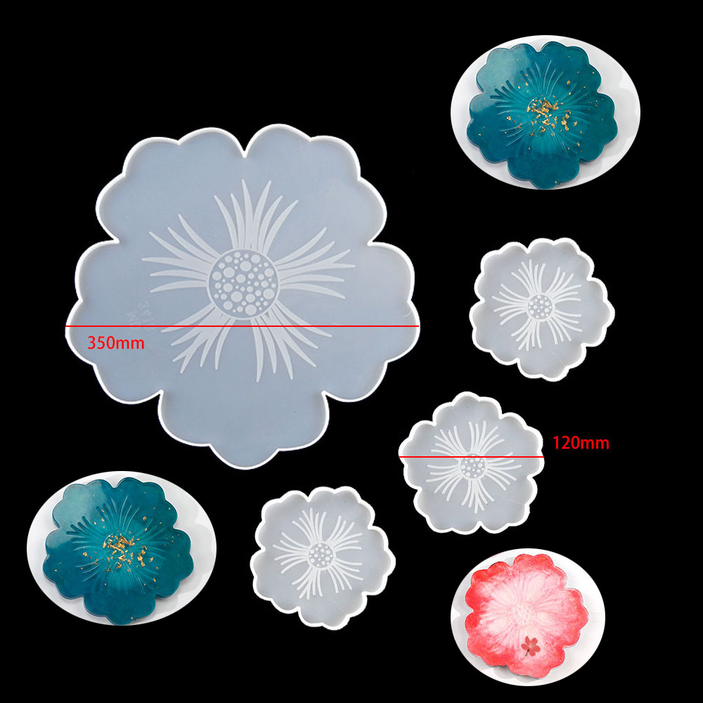 Epoxy Uv Resin Kit - 大型フラワープレートパッドシリコンコースター樹脂キャスティングモールドキット樹脂カップマットUVエポキシモールドホームデコレーションDIYクラフト作成ツール