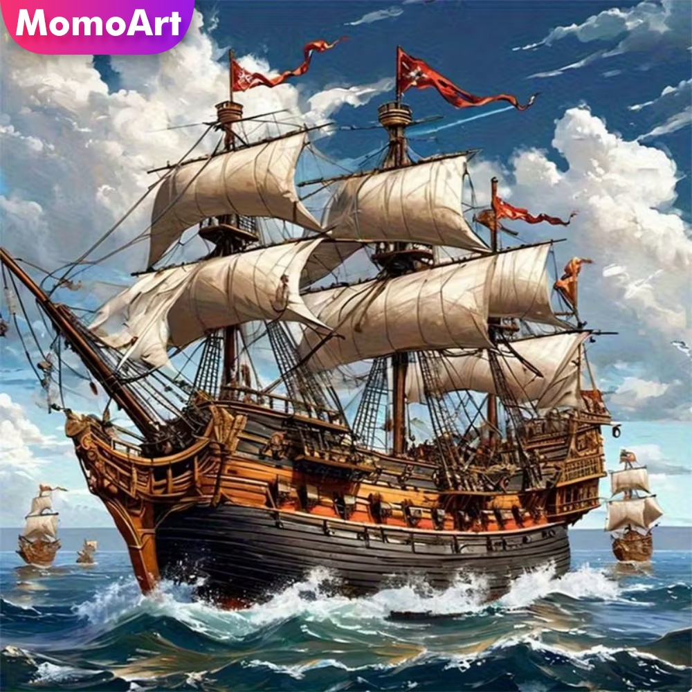 Resin Craft For Beginners - Momoart ダイヤモンドペインティング 船の風景 クラフトキット 初心者向け ダイヤモンドモザイク