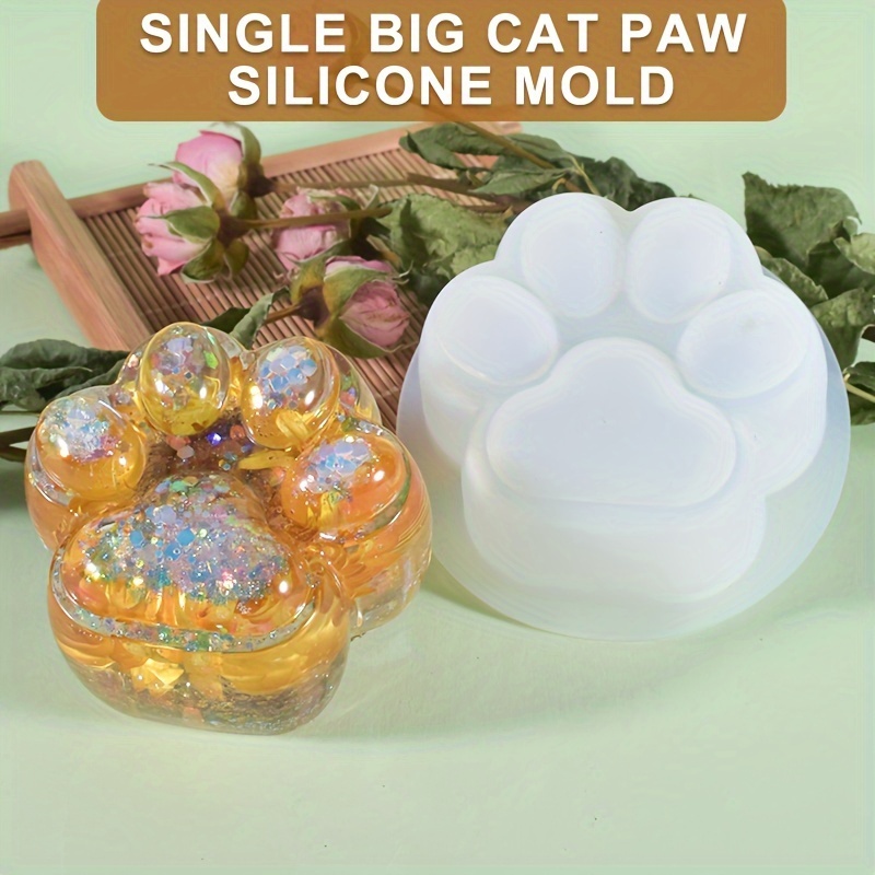 Resin Craft Ideas - 1 大型猫の足シリコンモールド、適用可能な DIY キャンドル、樹脂工芸品とキーホルダー - 耐久性のある漫画の足のデザイン、ホームデコに最適