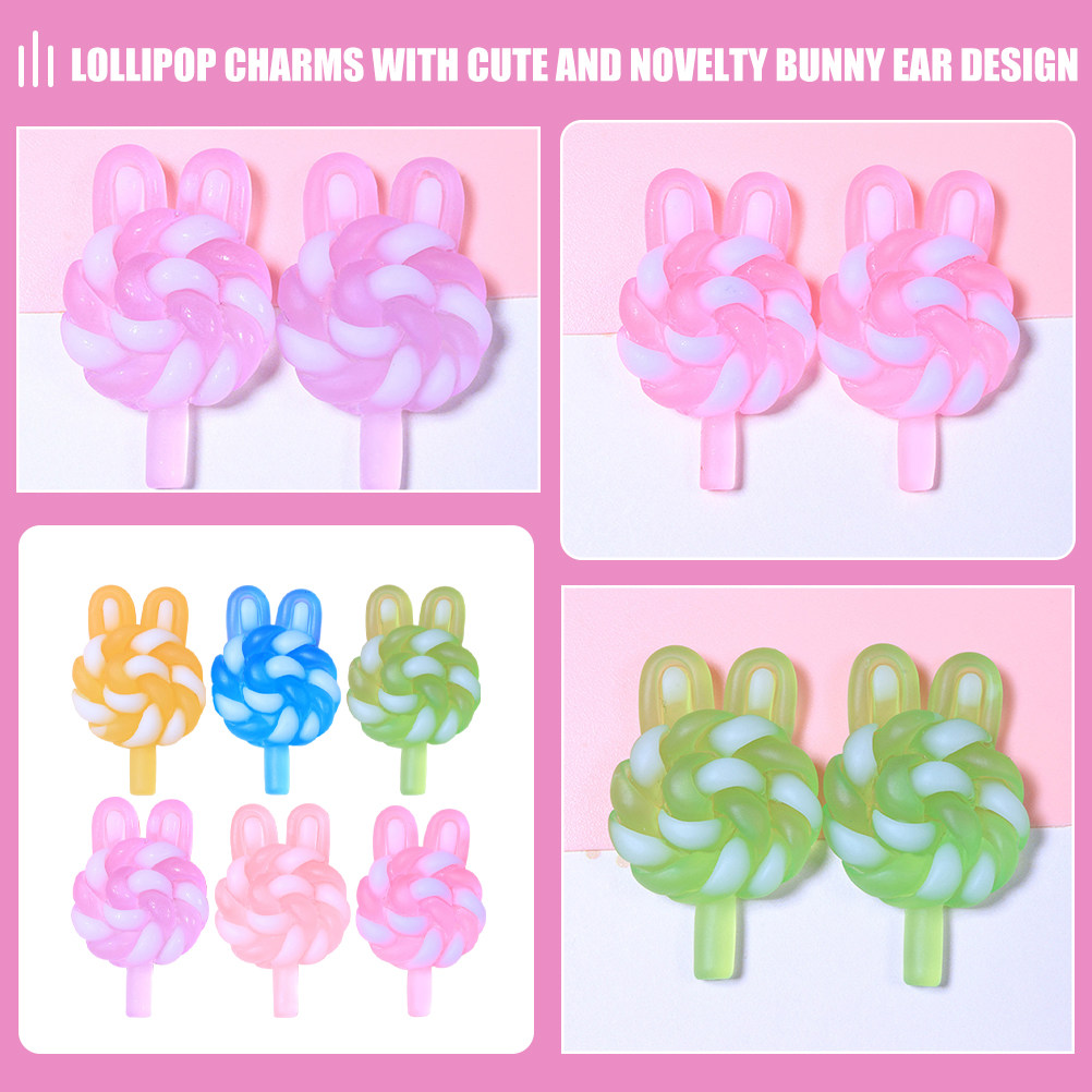 24 個のかわいい漫画ロリポップチャームウサギの形をした光る - Resin Craft Supplies のレビューと価格