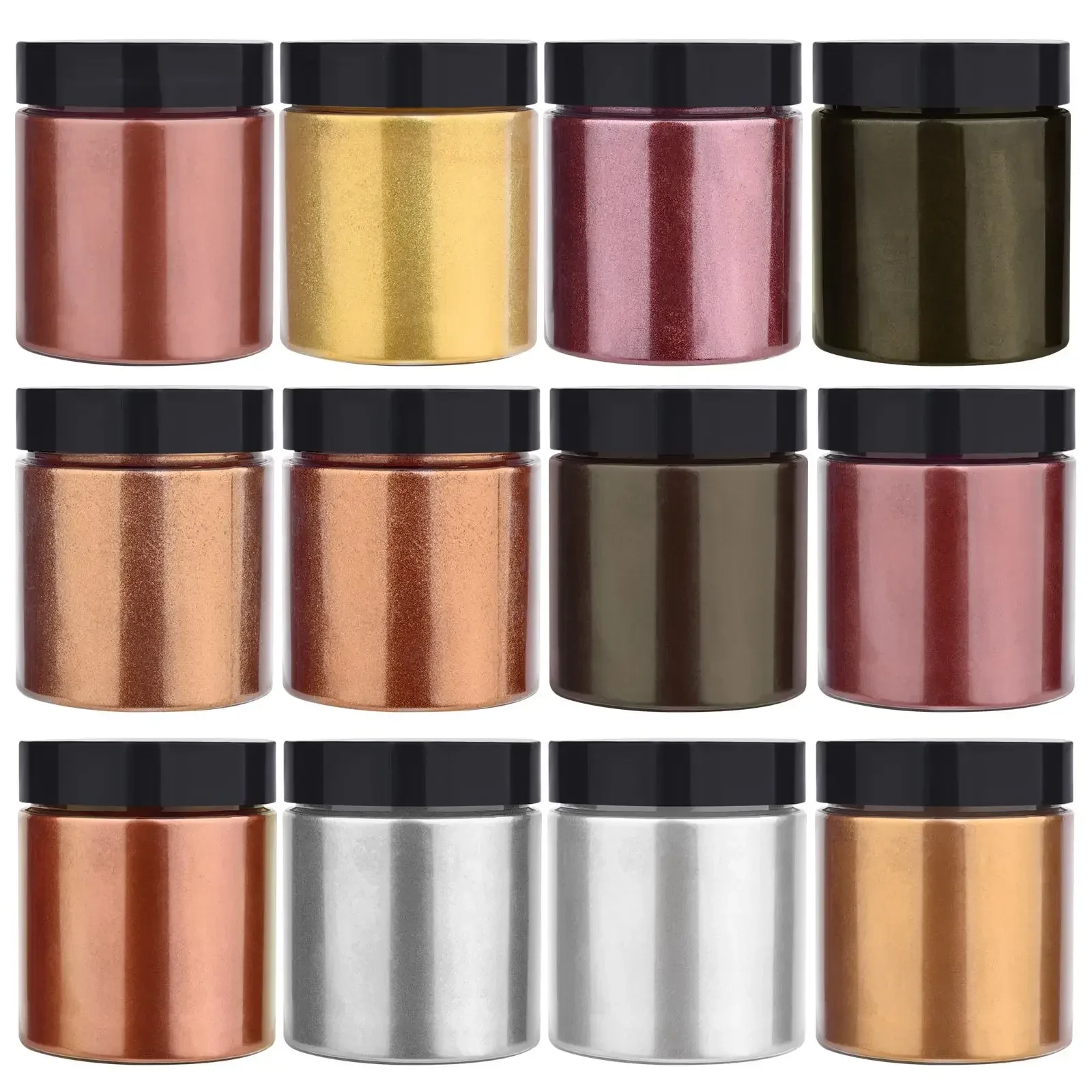 50 グラム/ボトルメタリックグリッターパウダーゴールドシル - Resin Pigment Set のレビューと価格