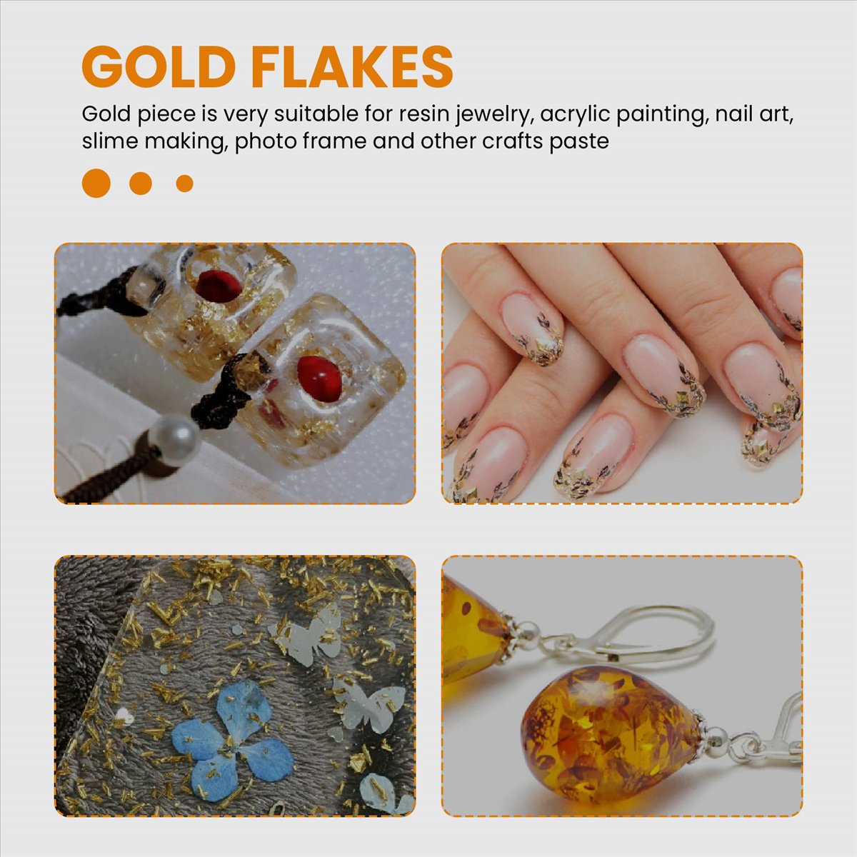 絶妙な金箔フレーク、レジン製トレイ型用、3本入りメタリック箔 - Gold Foil Flakes のレビューと価格