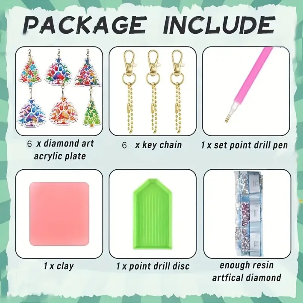 6個/セット DIY クリスマスツリーパターン ダイヤモンド - Resin Craft For Beginners のレビューと価格