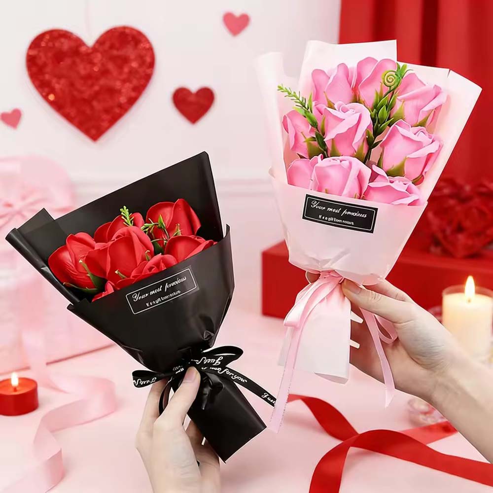 9 ヘッドソープフラワーローズブーケ造花クリスマス結婚式誕生 - Dried Flower Bulk のレビューと価格