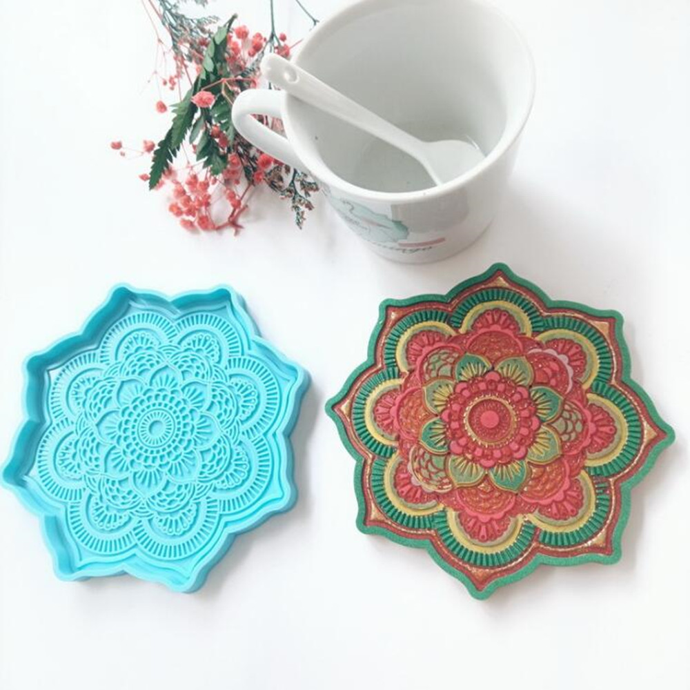 曼荼羅コースターシリコーン型ラウンドトレイカップマットエポキ - Coaster Mold Round のレビューと価格