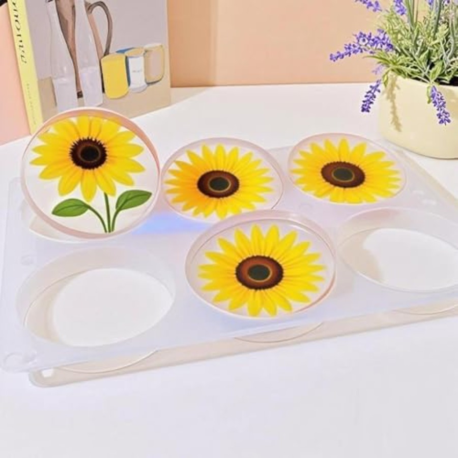 6つの空洞を持つ深い丸型コースターシリコンモールド、エポキシ - Flower Preservation Resin のレビューと価格