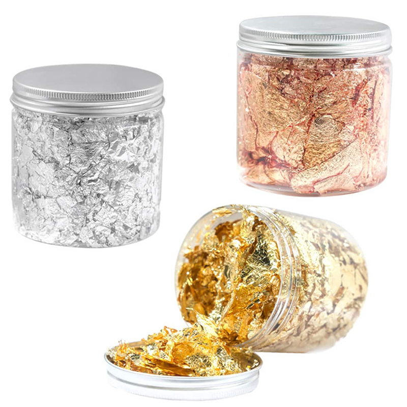 3 グラムネイルアートデコレーションゴールドシルバー銅箔スパ - Gold Foil Flakes のレビューと価格