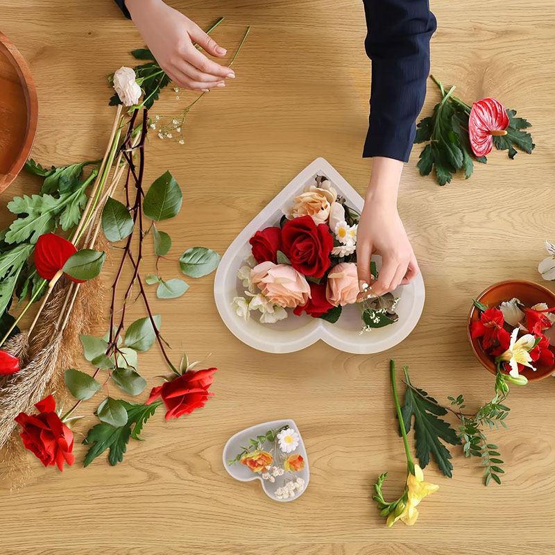 大きなハートエポキシ樹脂型花の保存 DIY ブックエンドウェ - Flower Preservation Resin のレビューと価格