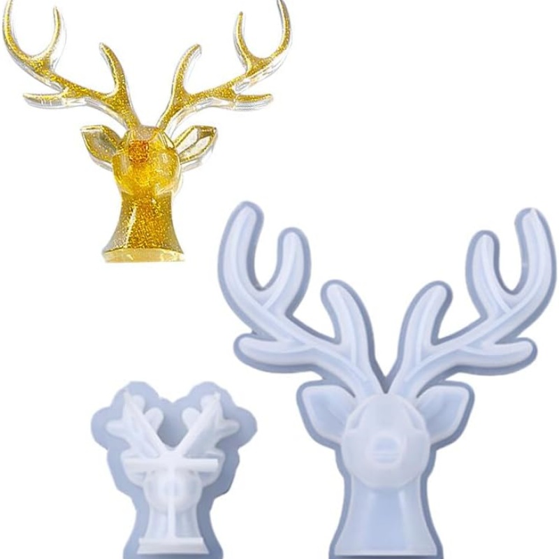 2個の鹿の角飾りシリコンモールドDIY石膏ジュエリー収納ペン - Resin Craft Ideas のレビューと価格