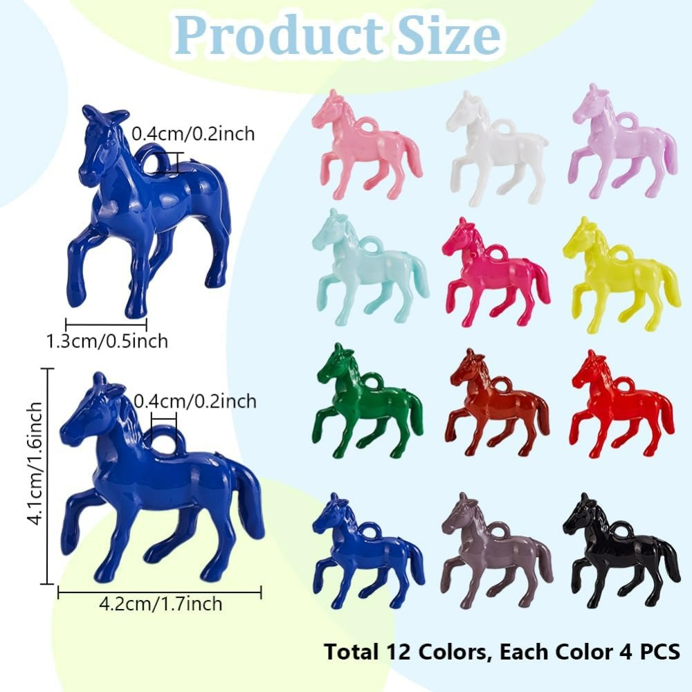 48 個不透明アクリルペンダント 12 色リトルホース動物樹 - Resin Craft Kit のレビューと価格