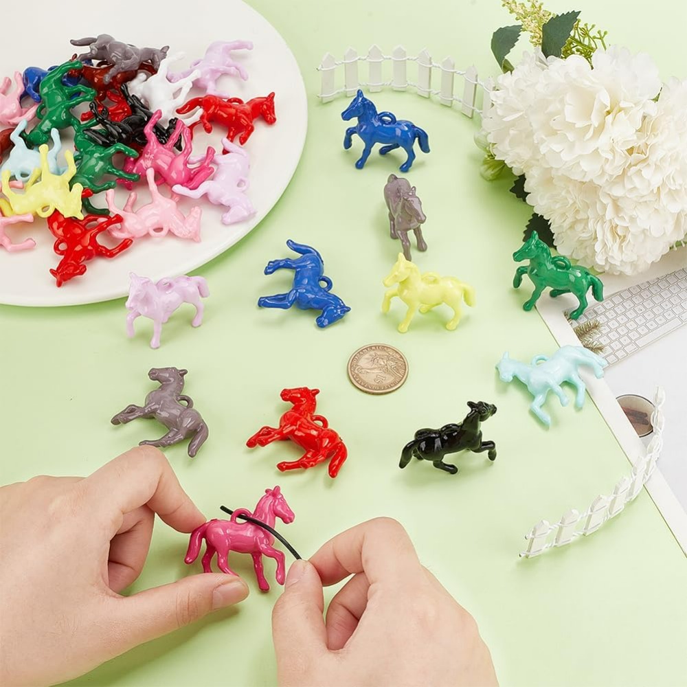 48 個不透明アクリルペンダント 12 色リトルホース動物樹 - Resin Craft Kit のレビューと価格