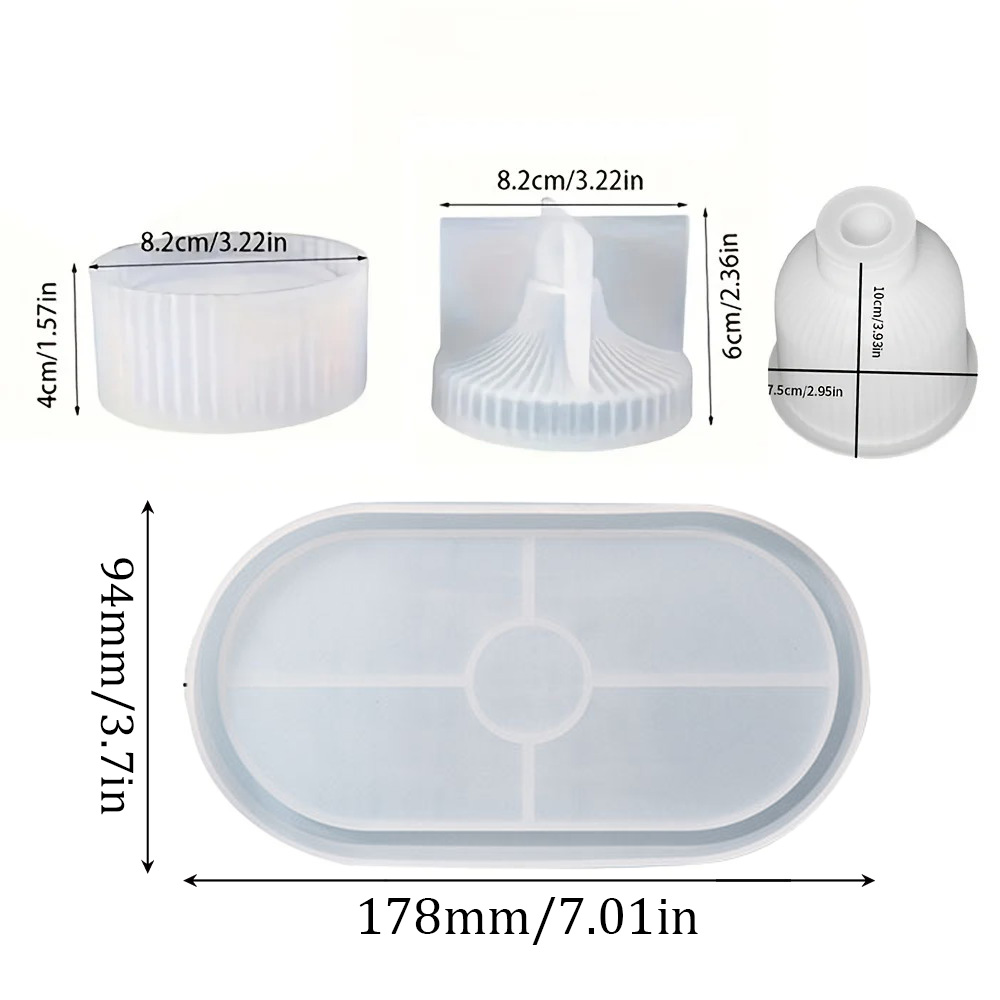 4個入りシリコンモールド、オーバルトレイ型、花瓶型、瓶型、樹 - Silicone Mold Tray のレビューと価格