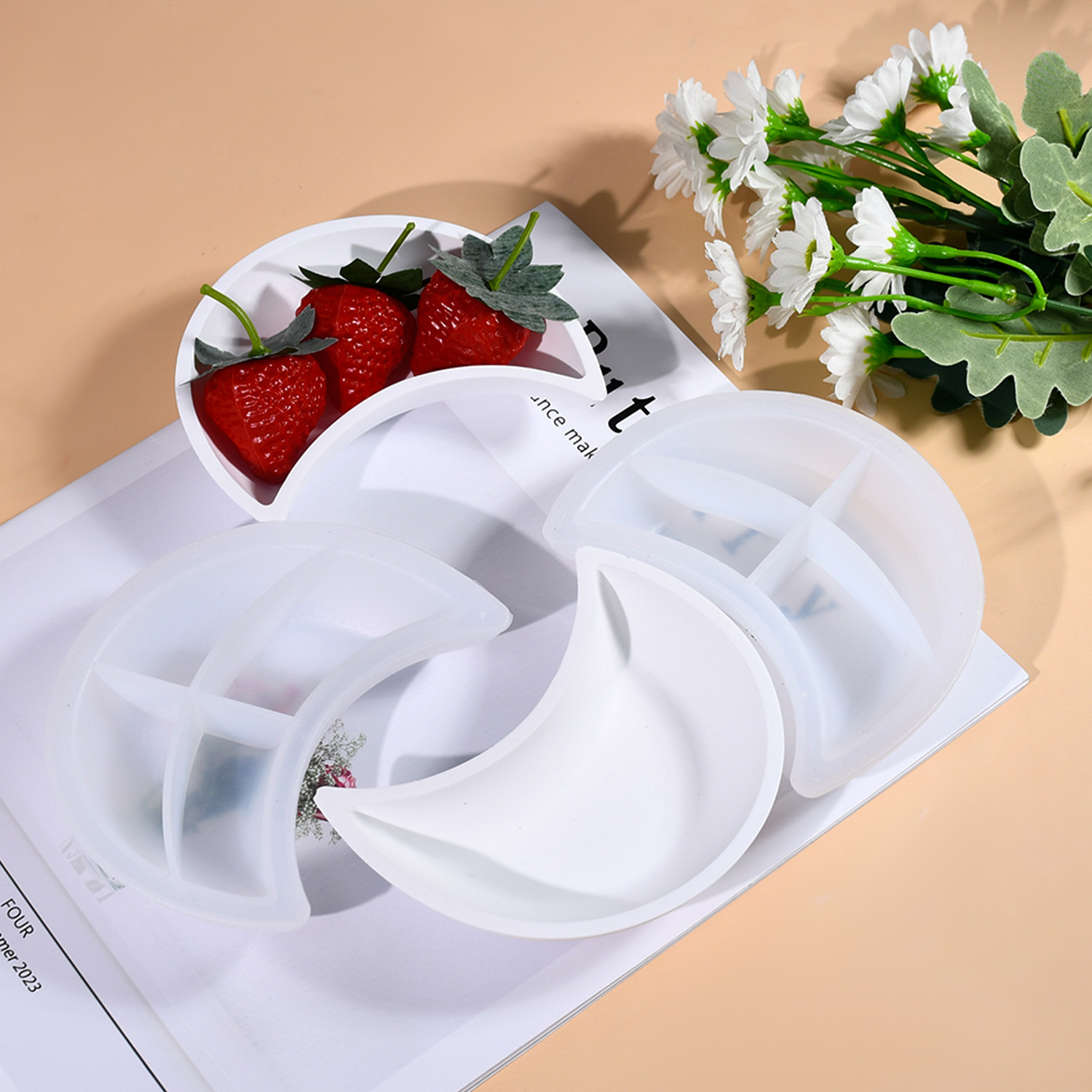 DIYエポキシ樹脂型 クリエイティブミラー月型皿 フルーツプ - Silicone Mold Tray のレビューと価格