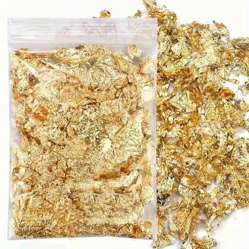 1/2/3 個プロフェッショナルネイルアートゴールドシルバー - Gold Foil Flakes のレビューと価格