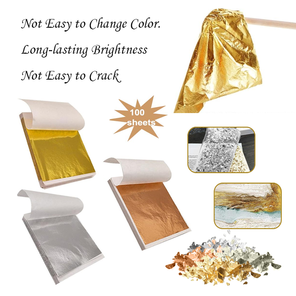 100枚のイミテーションゴールドシルバーカッパーフォイルシー - Gold Foil Flakes のレビューと価格