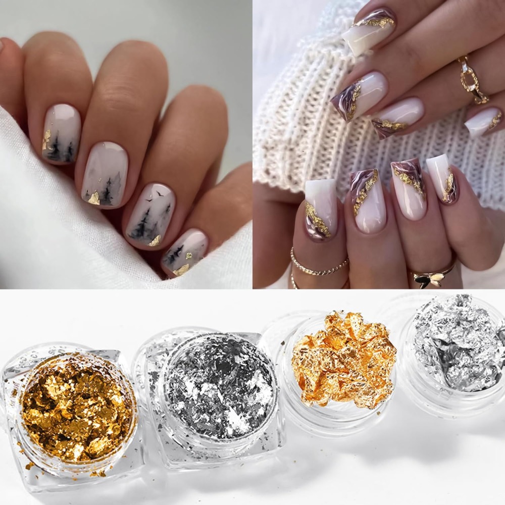 ネイル用金箔シート ゴールドグリッターフレーク 不規則な形の - Gold Foil Flakes のレビューと価格