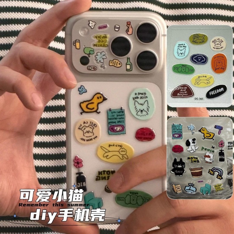 かわいい漫画の猫犬3D透明樹脂ステッカーゼリーデカールDIY - Resin Craft Material のレビューと価格