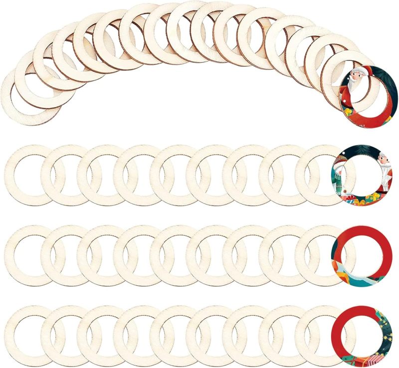 塗装用天然未完成木製サークル、円形装飾品、木製リンクリング、 - Wood Ring Blank のレビューと価格