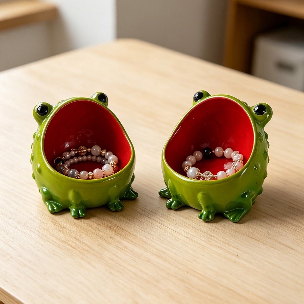セラミック/樹脂製カエル型ジュエリーホルダー 広口 可愛いカ - Resin Jewelry Kit のレビューと価格