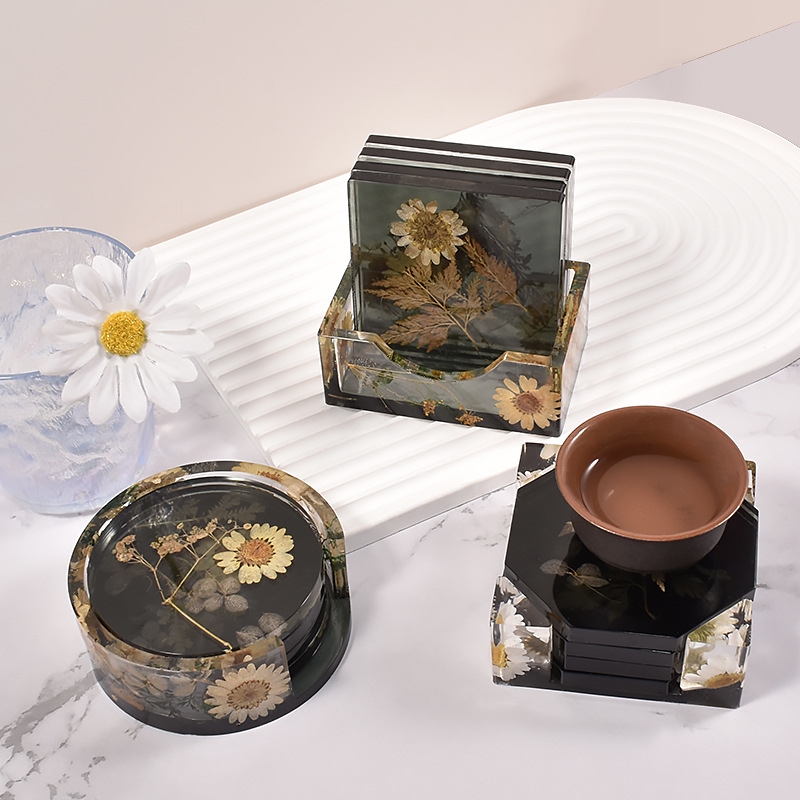 エポキシ樹脂製収納ボックス,円形,正方形,八角形,トレイ製造 - Coaster Mold Round のレビューと価格