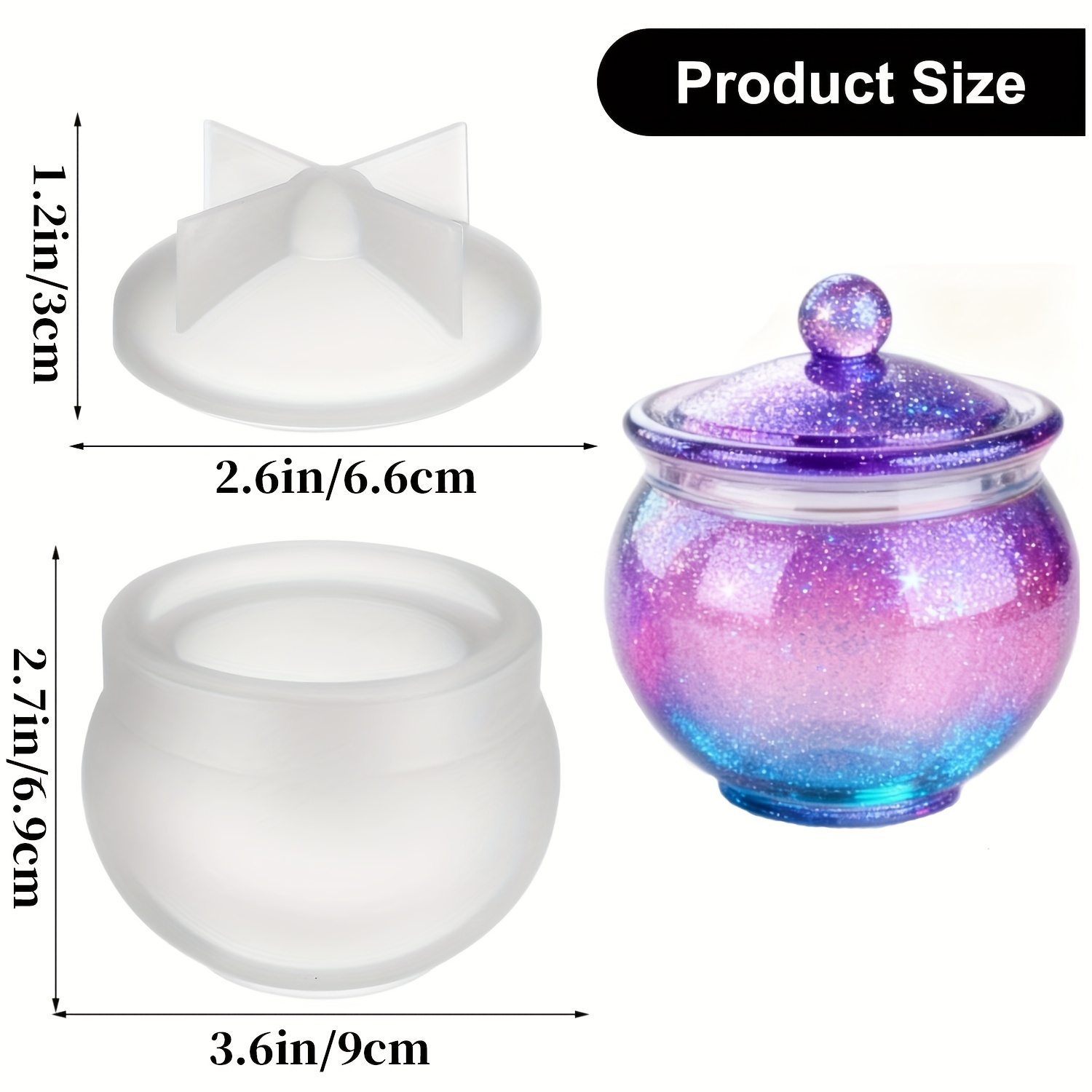 蓋付きの丸い樹脂製缶型1セット、DIYジュエリー収納ボックス - Resin Jewelry Kit のレビューと価格